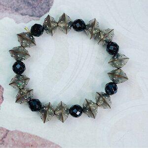 Beaded Bracelet Blue Silver Colors